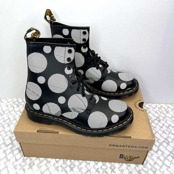 Dr. Martens 1460 Polka Dot Smooth Leather Lace Up Boots, EU 38, US 7 - Picture 8 of 9